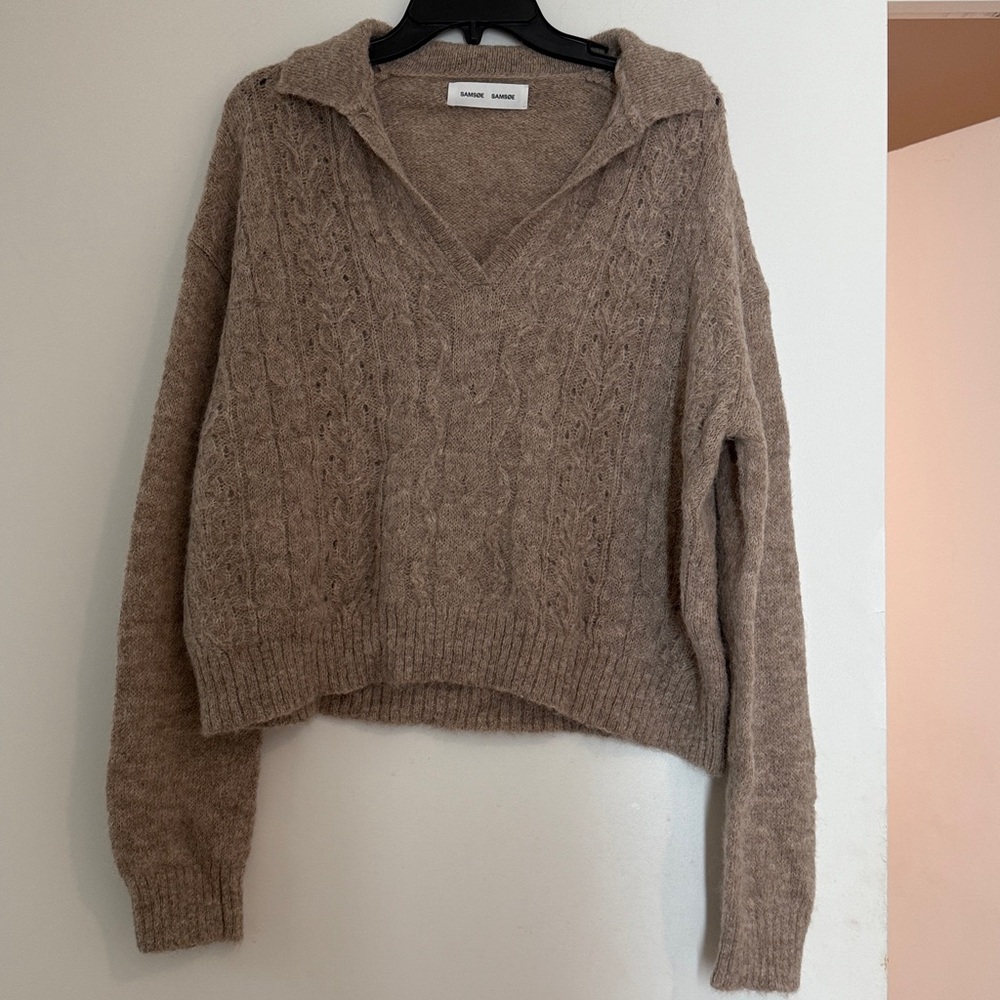 SAMSOE SAMSOE- Stylish Beige Cable Knit Sweater - size M